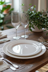 serving the table with dishes and cutlery in a restaurant
