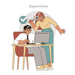Supervision in Task Delegation concept. Vector illustration.