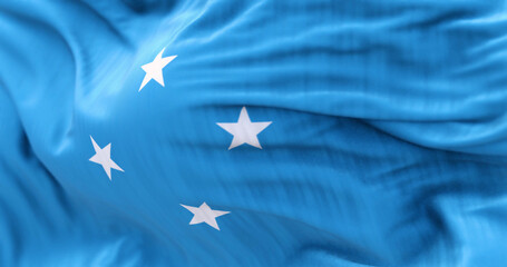 National flag of Federated states of Micronesia waving on a clear day - obrazy, fototapety, plakaty