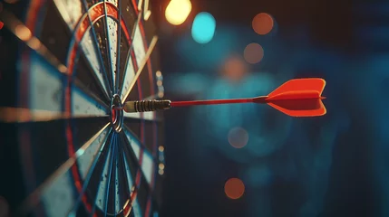 Foto op Canvas aims arrow at a virtual target dartboard, precision in setting objectives for business investments and hitting targets in business © SA Studio