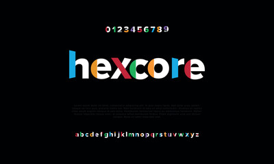 Hexcore Abstract minimal modern alphabet fonts. Typography technology electronic digital music future creative font. vector illustraion