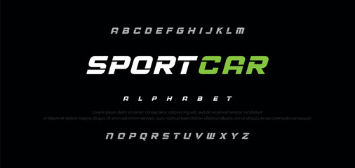 Sport Modern Italic Alphabet Font. Typography urban style fonts for technology, sport, motorcycle, racing logo design. vector illustration