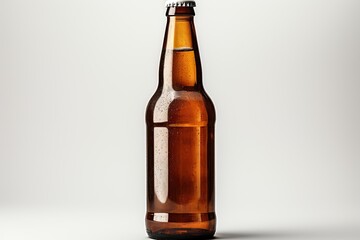 Glass brown beer bottle, beer maker mockup.
