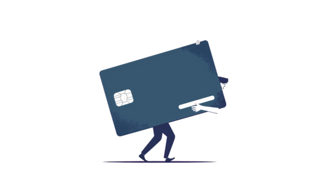 A businessman in a black suit carries a briefcase, symbolizing the financial aspects of business