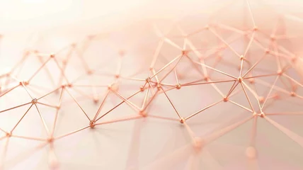 Fotobehang A subtle, rose gold network of connections spreading across a creamy, off-white background. This elegant image symbolizes the sophistication and intricacy of global technological networks. © Usama