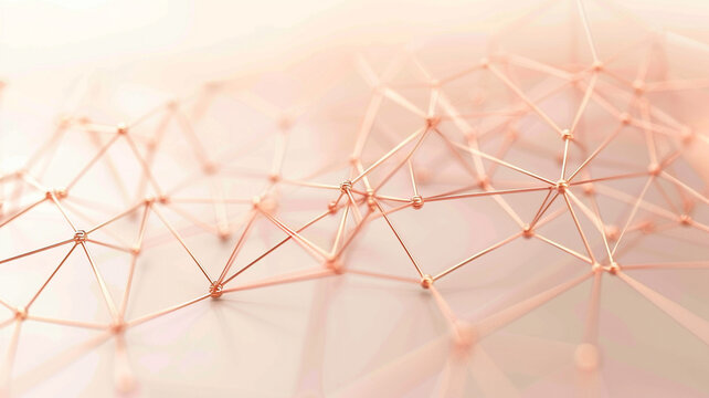 A subtle, rose gold network of connections spreading across a creamy, off-white background. This elegant image symbolizes the sophistication and intricacy of global technological networks.