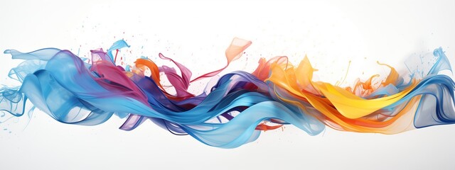 5D Lines of swirling paint splashed with white background.