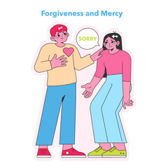 Forgiveness and Mercy concept. Vector illustration.