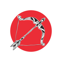 Vector hand-drawn illustration with Sagittarius isolated on white. Sketch of sign of zodiac in comic style.