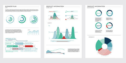 Modern business elements charts in color. Vector illustration.