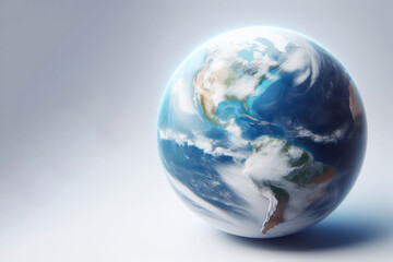 A model of planet earth on a clean background. Space for text. - obrazy, fototapety, plakaty