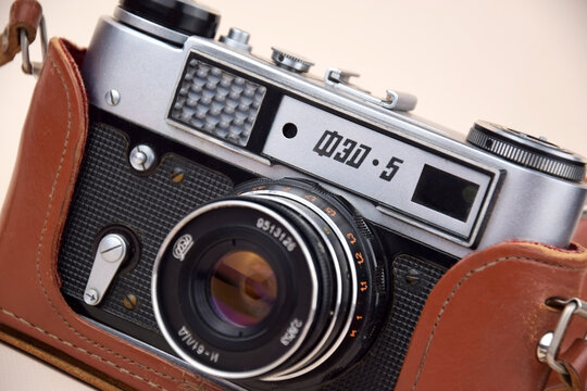 Retro camera FED-5-B which was produced in Ukraine from 1970 to 1990.