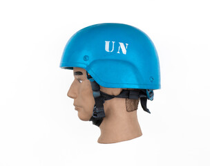blue  helmet UN isolated on white background