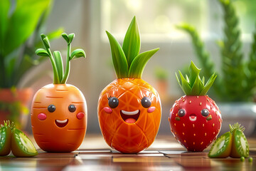 A fun exploration of food processing, where cartoon fruits and vegetables undergo transformations...