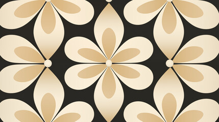 Elegant beige and black floral pattern background image. Striking contrast ornament flat colorful illustration backdrop horizontal. Sophisticated design flowers wallpaper art concept