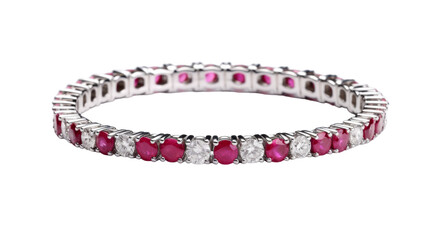 A dazzling white gold ring adorned with pink and white stones, showcasing elegance and sophistication