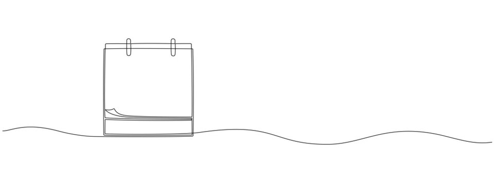 Single line continuous editable desktop calendar drawing. Concept of planner, countdown, memorial day. Vector illustration.