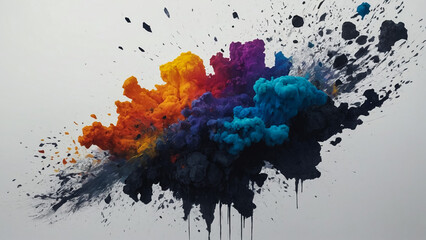 explosion of different colors in black background