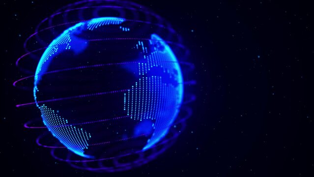 Planet Earth. Earth from space. World map point and line composition concept of global business. Blue point world globe Europe and Africa. 3D rendering. Earth element. 4k animation.