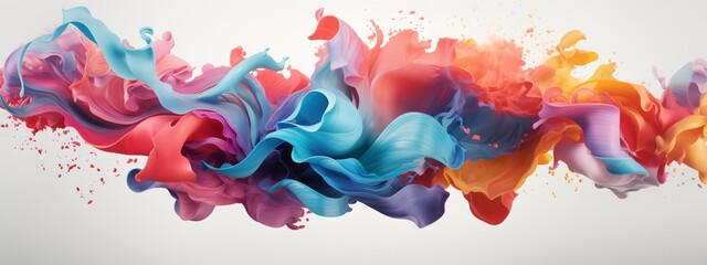 Immerse yourself in the dynamic world of artistry with a mesmerizing 3D representation of swirling paint splashes, unleashing the power of imagination. - obrazy, fototapety, plakaty