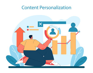 Marketing 5.0 concept. Illustration of targeted content personalization