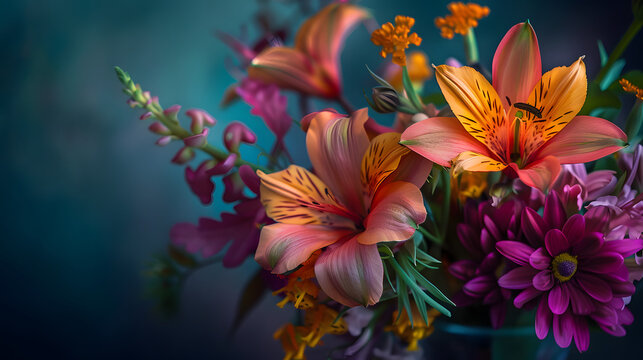 A Vibrant Floral Canvas: An Abstract Expression of Nature's Radiant Beauty and Elegance