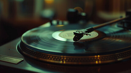 A vintage vinyl record spins gracefully on a classic turntable