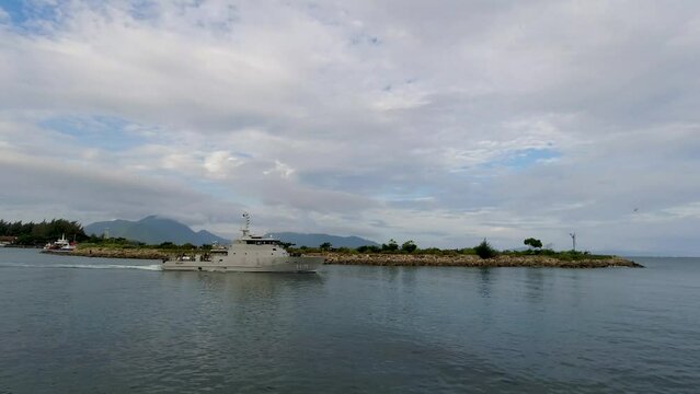  Indonesian Navy Fast Misile boat leaving from Ulee Lheu harbor in Banda Aceh, Indonesia. 