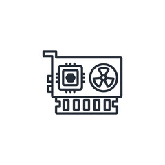 graphics card computer icon. vector.Editable stroke.linear style sign for use web design,logo.Symbol illustration.