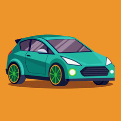 Modern EV Electric Car, Vector graphics element silhouette illustration