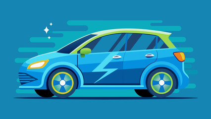 Modern EV Electric Car, Vector graphics element silhouette illustration