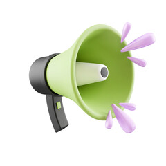 green 3d loudspeaker megaphone on transparent background