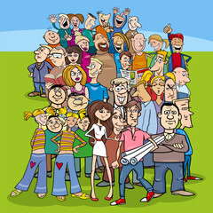 cartoon people characters in the crowd