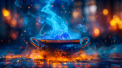 A wizard's cauldron bubbling with recombinant DNA, each stir a step in crafting new life forms, symbolizing the potential of synthetic biology