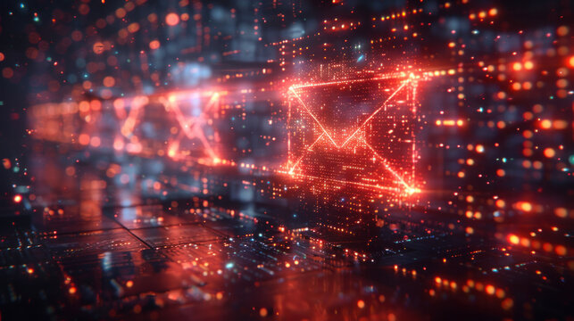 A side view of a secure web layout shows an email risk warning alert on an envelope icon, highlighting the significance of cybersecurity measures