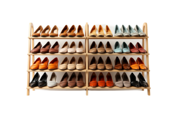 Cloth Shoe Rack on transparent background.