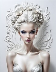 Wall painting in the style of avant-garde and minimalism. Portrait abstraction.