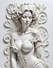 Wall painting in the style of avant-garde and minimalism. Portrait abstraction.