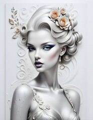 Wall painting in the style of avant-garde and minimalism. Portrait abstraction.