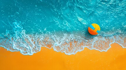 Summer Beach Volleyball Sport with Vibrant Orange and Blue - Top View Banner