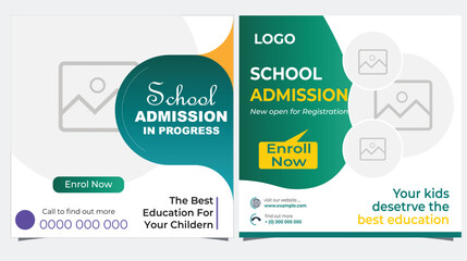  school social media add Banner educational Instagram post template and  web banner design template