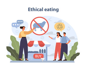 Ethical Eating Concept. Individuals advocate for responsible food choices.
