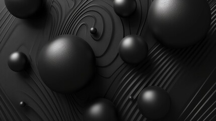 Abstract Background with Dynamic Black and Rubber Bubbles Stripe Pattern on Spheres Generative AI
