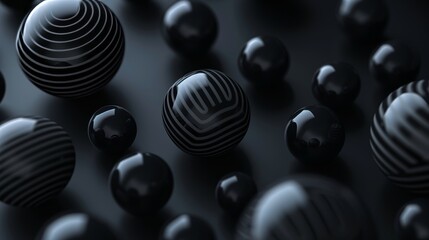 Abstract Background with Dynamic Black and Rubber Bubbles Stripe Pattern on Spheres Generative AI - obrazy, fototapety, plakaty