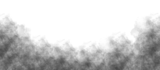 Abstract dark smoke or fog isolated on transparent horizontal banner. Texture fog. Design element....