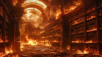 burning curiosity in an ancient library, surrounded by mysteries of the past, seeking knowledge, HD, 4K