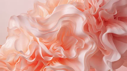 Foto op Plexiglas Fundo abstrato com suaves ondulações, semelhantes à borda de um tecido, em tons de pêssego pastel © Raul
