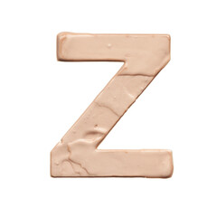 The capital letter Z is created with a light beige tonal base or acrylic paint on a white background.