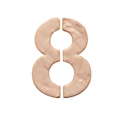 Number eight is created with a light beige tonal base or acrylic paint on a white background.