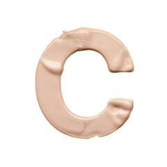 The capital letter C is created with a light beige tonal base or acrylic paint on a white background.